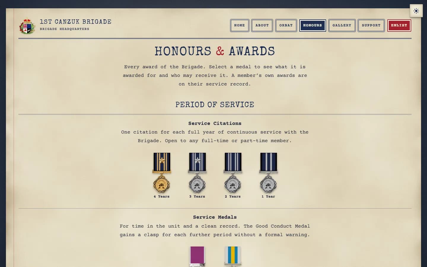 Honours and awards, with every medal and its citation