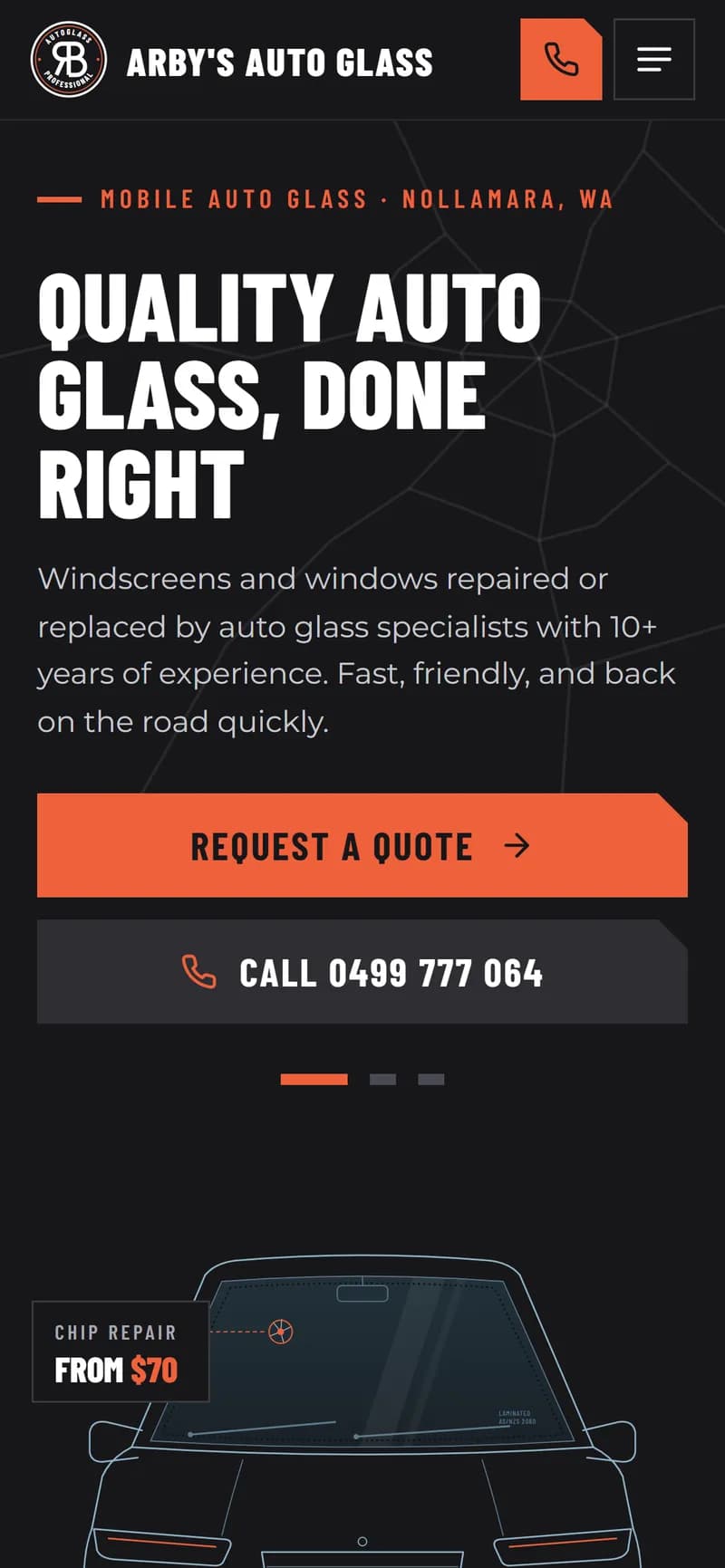 The home page on a phone