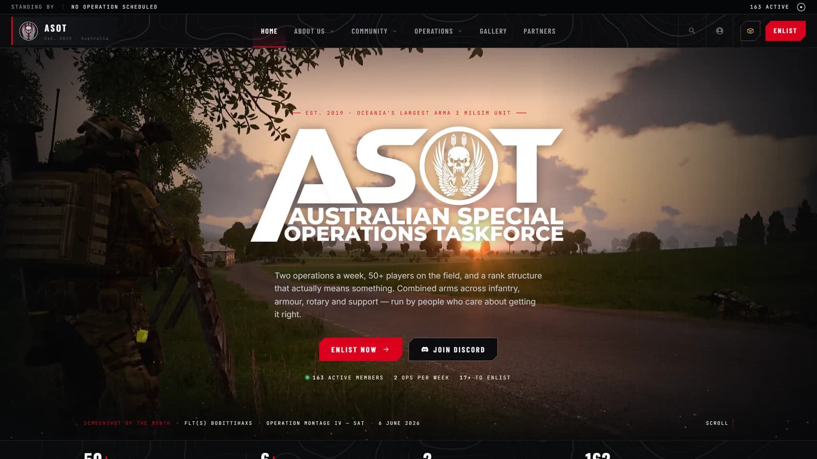 The public home page of the unit