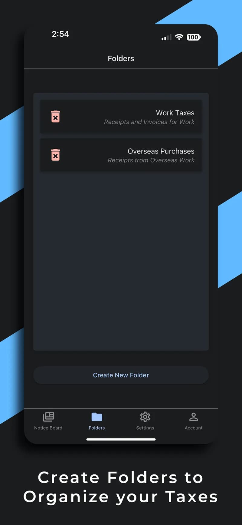 Folders that keep receipts and invoices for each purpose apart