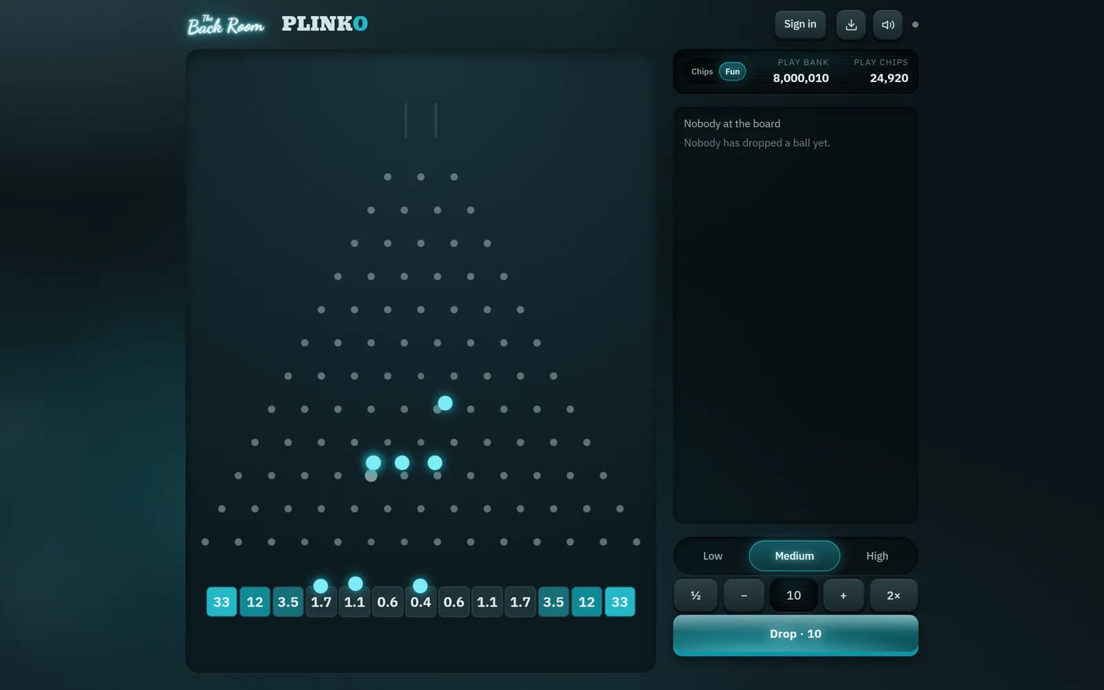 A game of Plinko
